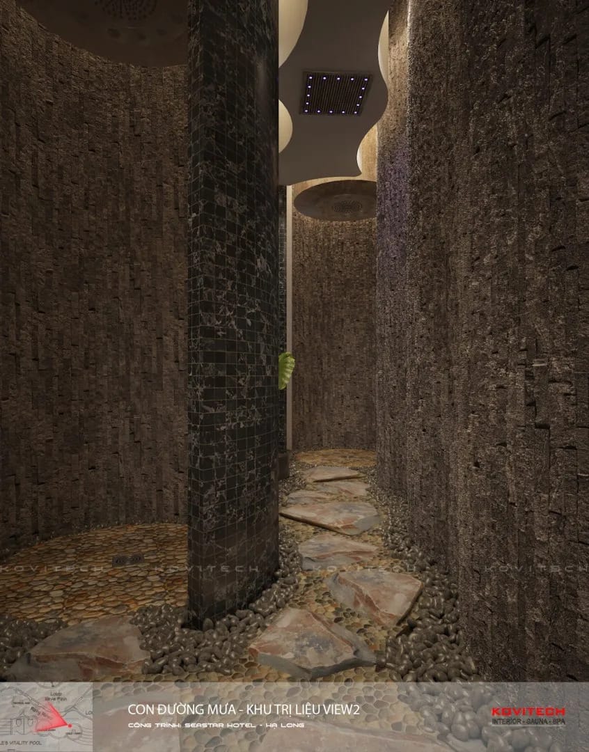 tắm trải nghiệm con đường mưa.