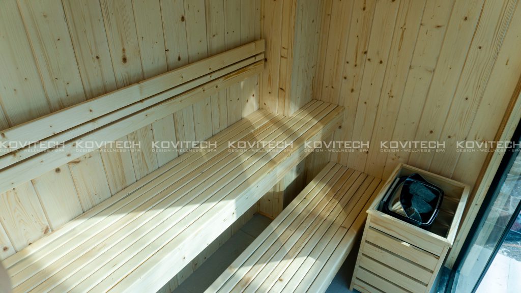 Phòng xông khô sauna truyền thống sử dụng máy xông khô Harvia